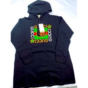 Gucci 80’s vintage logo hoodie mini  dress black size small